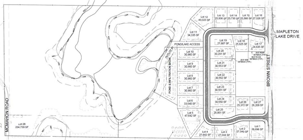 Illustration of the Three Oaks Reserve residential lots in Oconomowoc, WI.